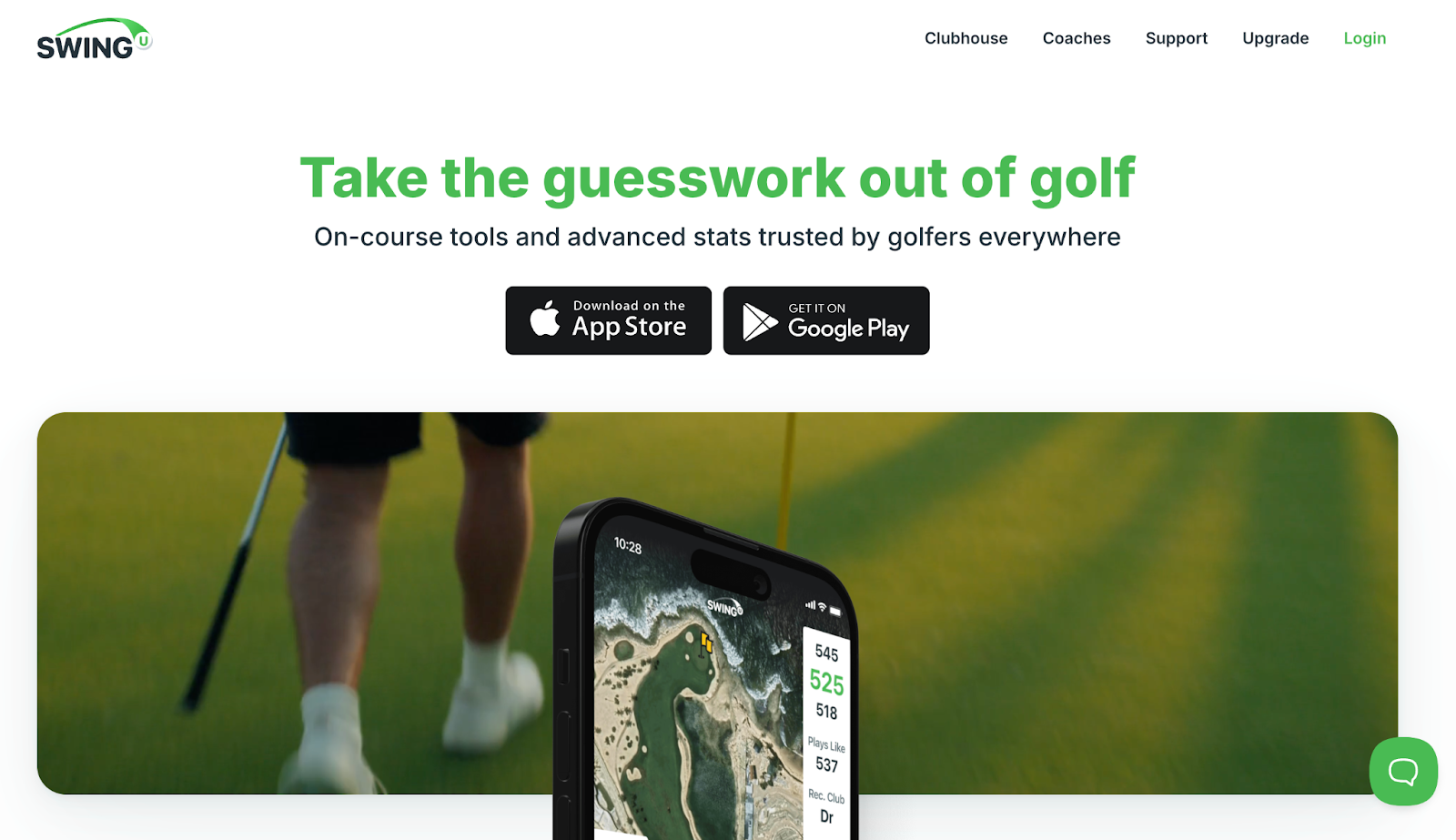 SwingU is a top-rated golf app providing rangefinding, scorekeeping, and performance insights